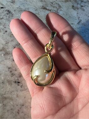 Gold-Tone Teardrop Mother-of-Pearl Pendant